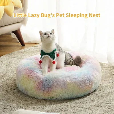 Новый стиль, хит продаж, плюшевая кровать для кошек и собак, раскрашенная в стиле тай-дай