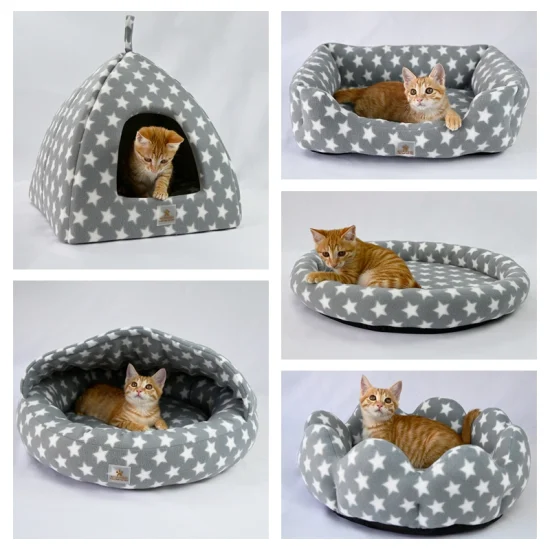 Оптовая торговля звездным узором теплые фланелевые дизайнерские кровати для домашних животных в помещении