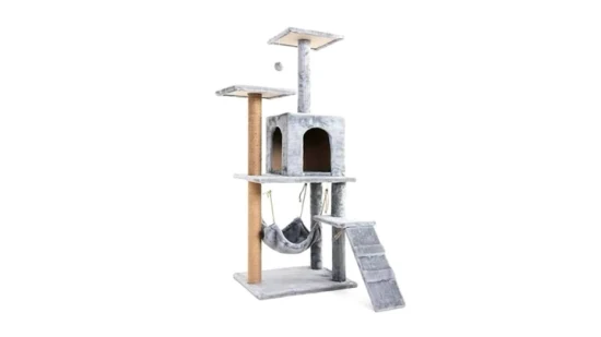 Серая дешевая рама для скалолазания, когтеточка, компоненты, деревянная башня для кошачьего дерева для продажи