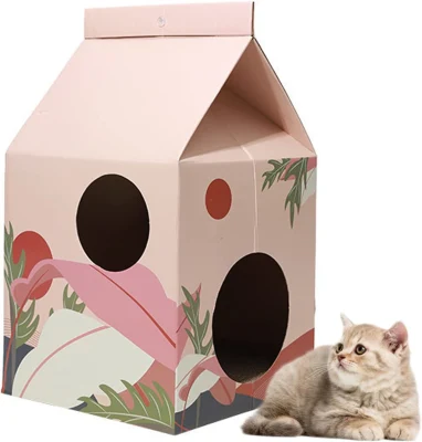 Картонный кошачий домик – кошачья квартира с когтеточкой – кошачья кроватка