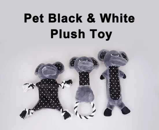 Rena Pet черно-белая милая пищалка с животными, мягкая плюшевая игрушка из веревки для собак с классическим принтом